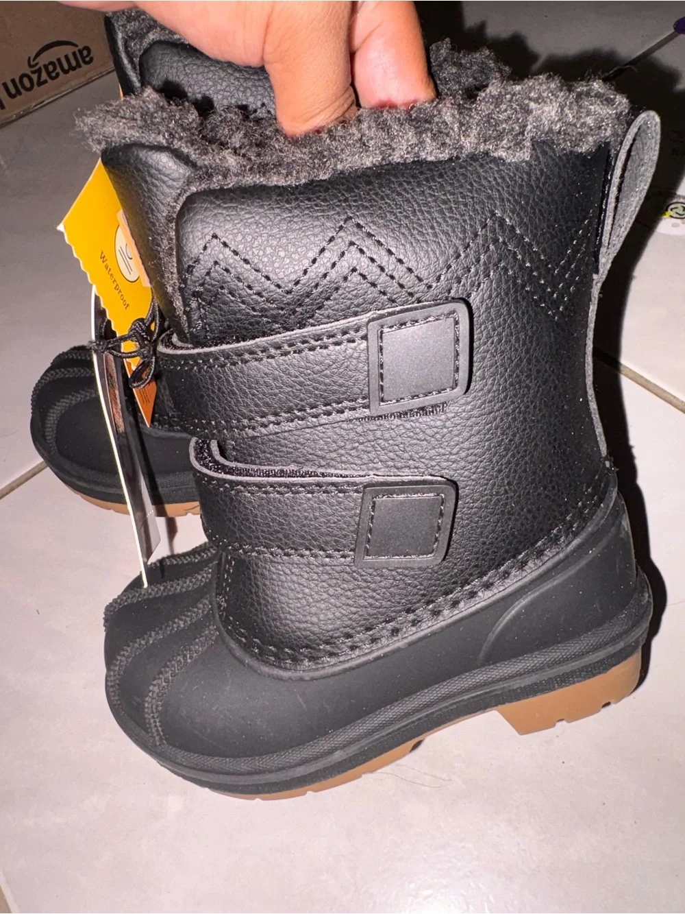 Cat & Jack Black Kids Faux-Fur Winter Boots